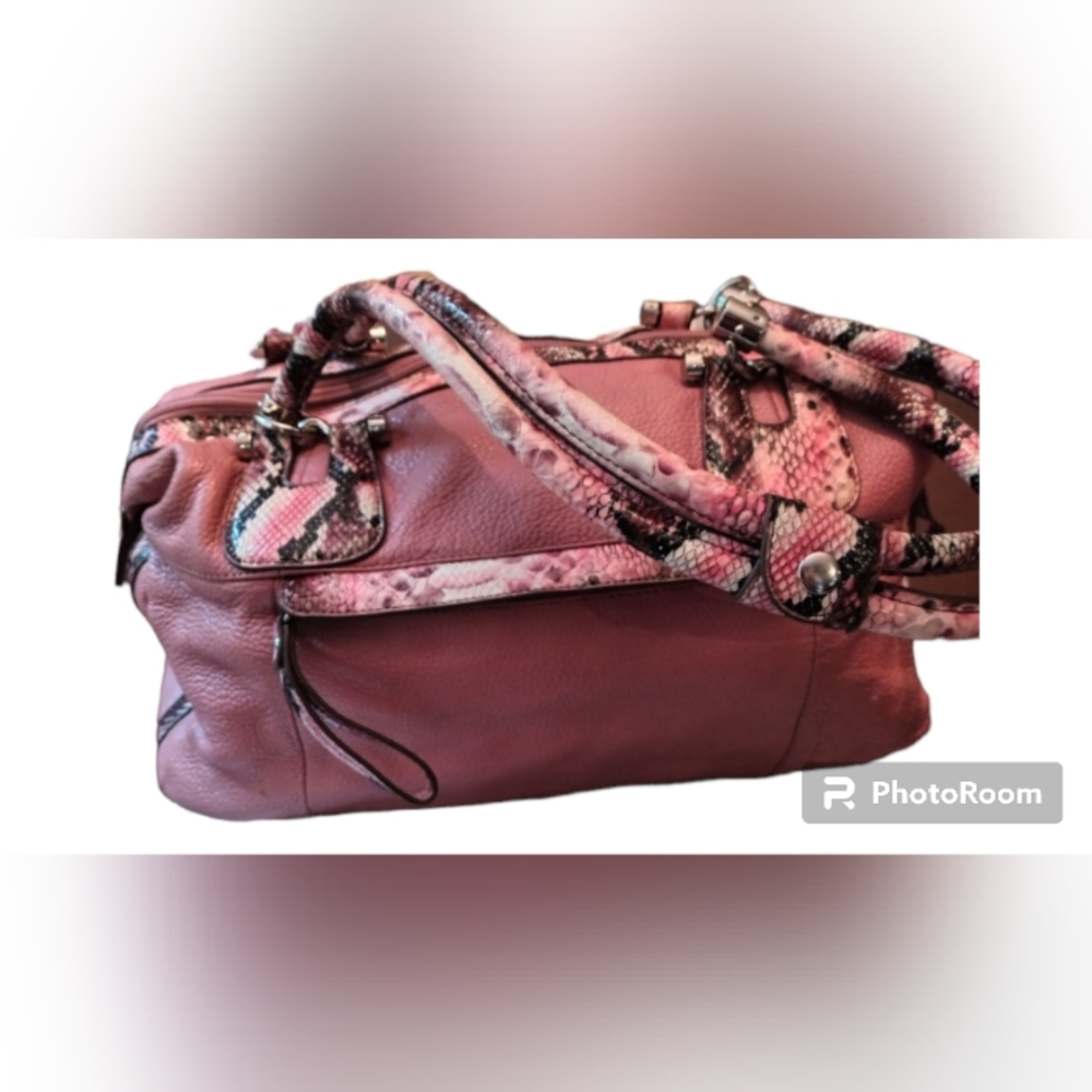 Sharif Authentic Dusty Rose Leather Python Should… - image 3